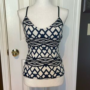 Seafolly Navy & White Bathing Suit Tankani Swim Top